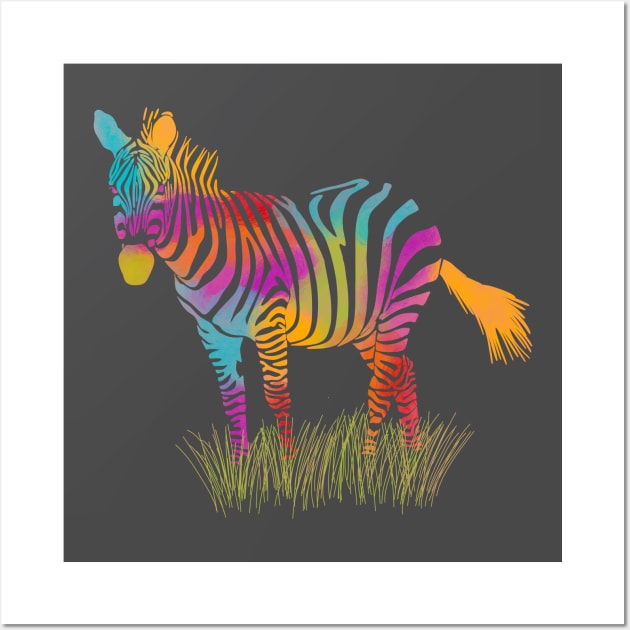 Rainbow Colored Zebra Wall Art by Alissa Carin